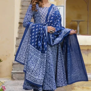 Navy Modern Printed Suit