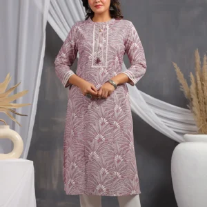 LIANA — Soft Purple Leaf-Print 2-Piece Suit